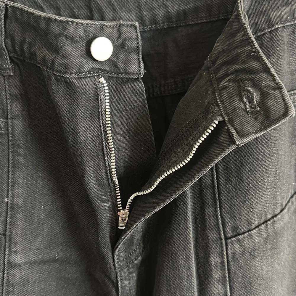 Cider Middle Waist Pocket Wide Leg BLACK Jeans